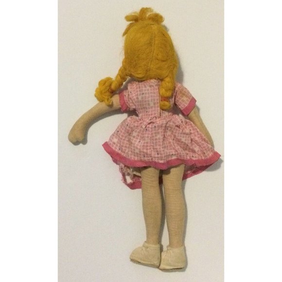 Vintage 17” Cloth Sawdust Doll Celluloid Hand Painted Face Jointed Legs - Picture 5 of 8